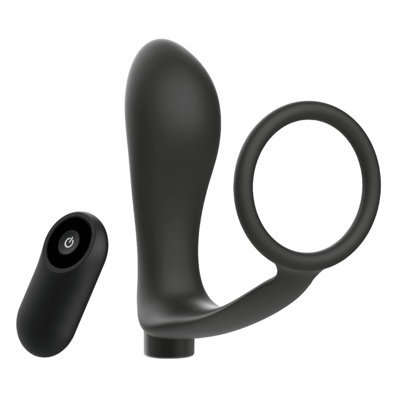 ADDICTED TOYS - Anello Per Pene con Telecomando Plug Anale Ricaricabile Nero