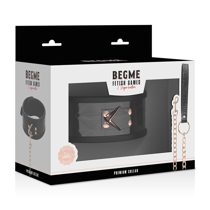 BEGME BLACK EDITION PREMIUM VEGAN LEATHER COLLAR with leash