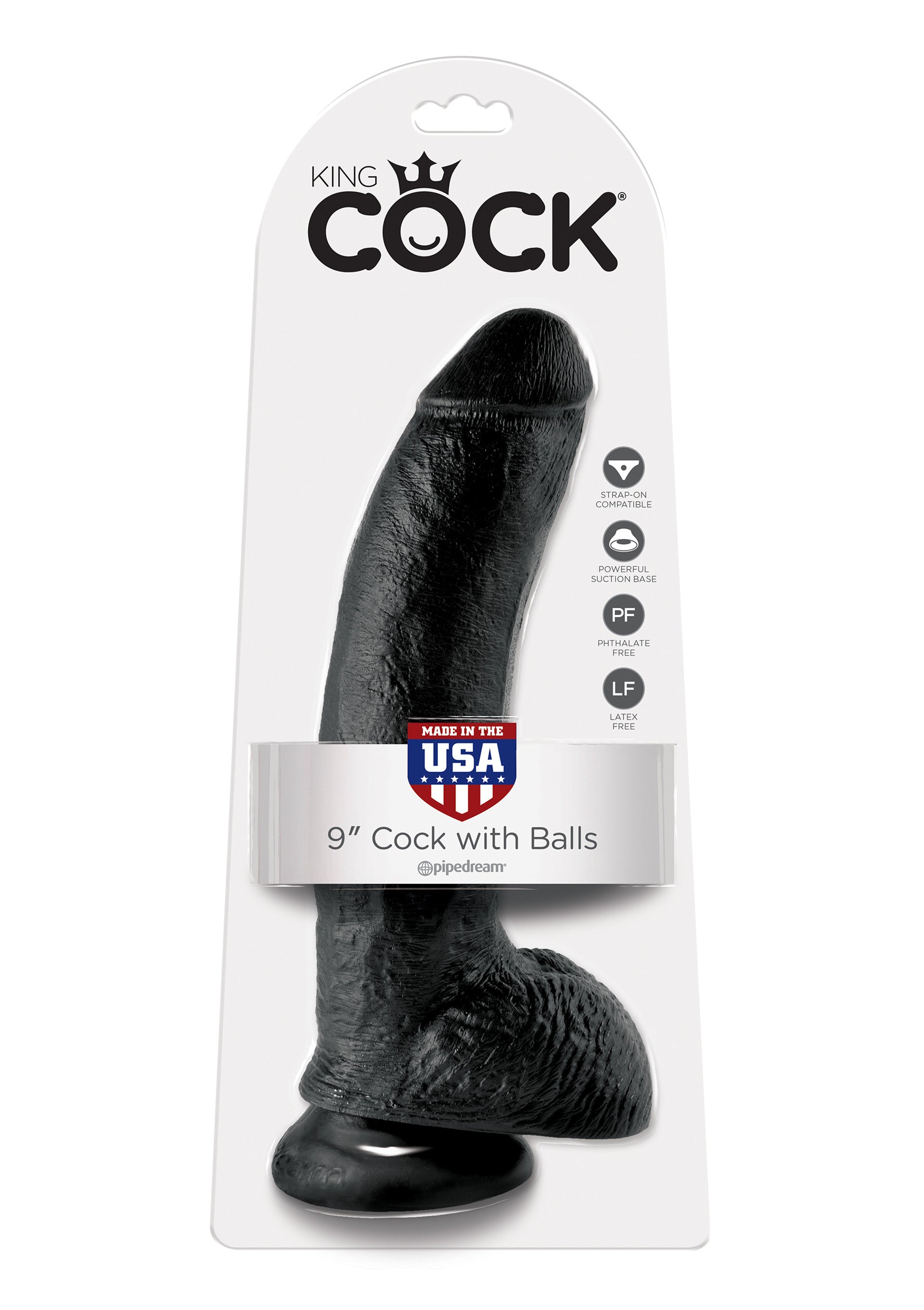 Realistic Vaginal Anal Cock 9 Inch With Balls black