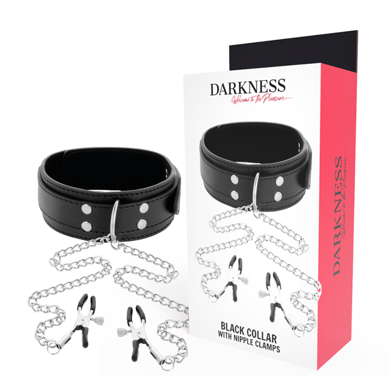 Collar with nipple clamps DARKNESS COLLAR WITH NIPPLE CLAMPS BLACK
