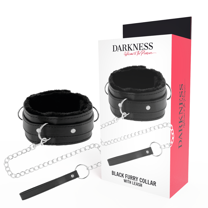 DARKNESS PADDED METAL LOCKING POSTURE COLLAR with leash