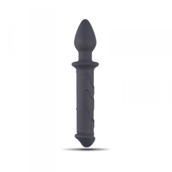 Realistic Double Dildo Anal Vaginal Dildo with Soft Black Silicone Butt Plug