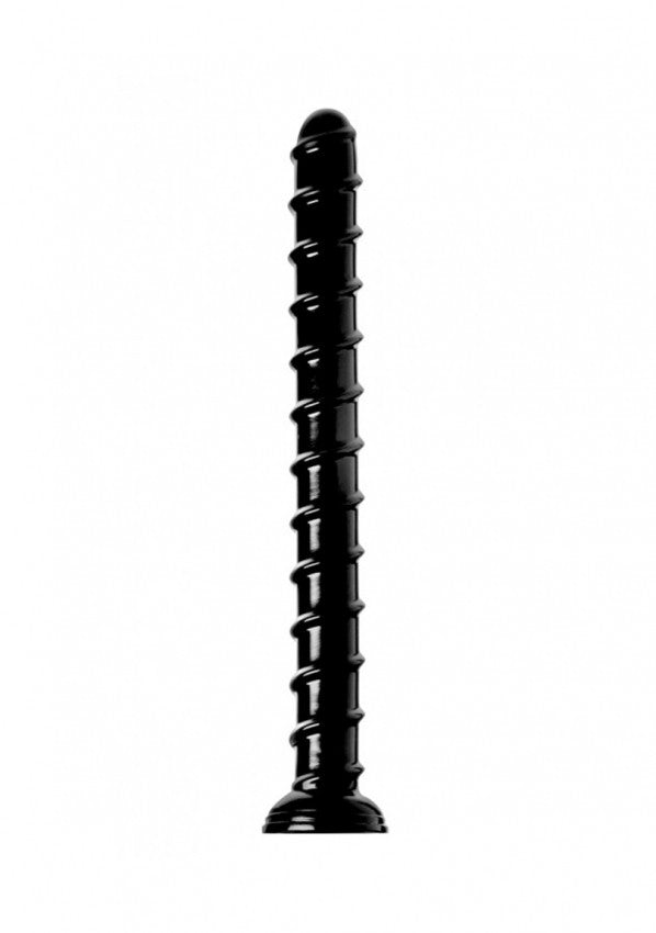 Huge Dildo with Suction Cup 1.5" Swirl Hose -18" Long - Black