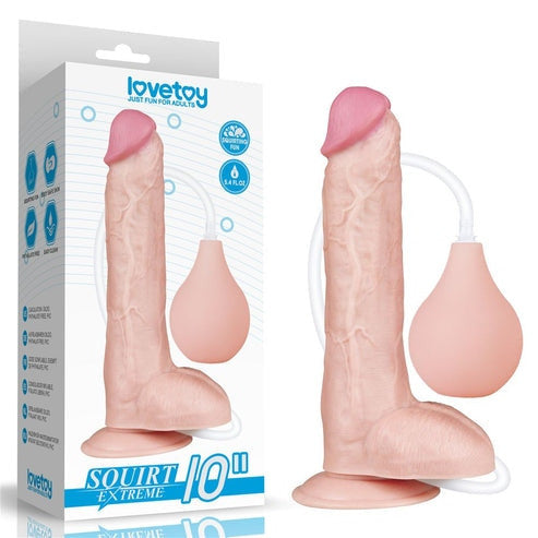 Extreme XXL flexible squirting dildo with lovetoy testicles