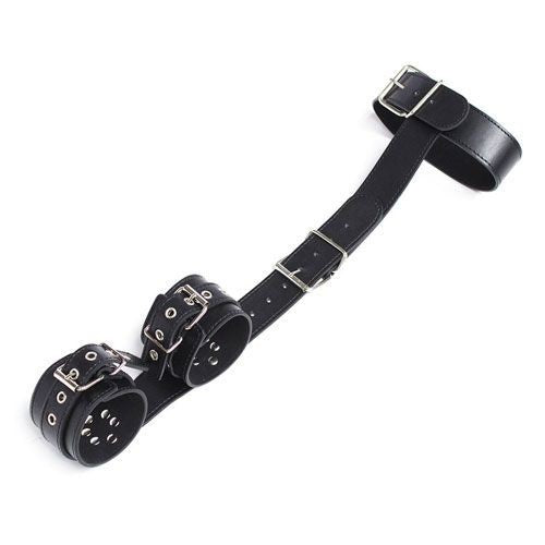 Easy back cuffs collar restraint handcuffs bondage black harness