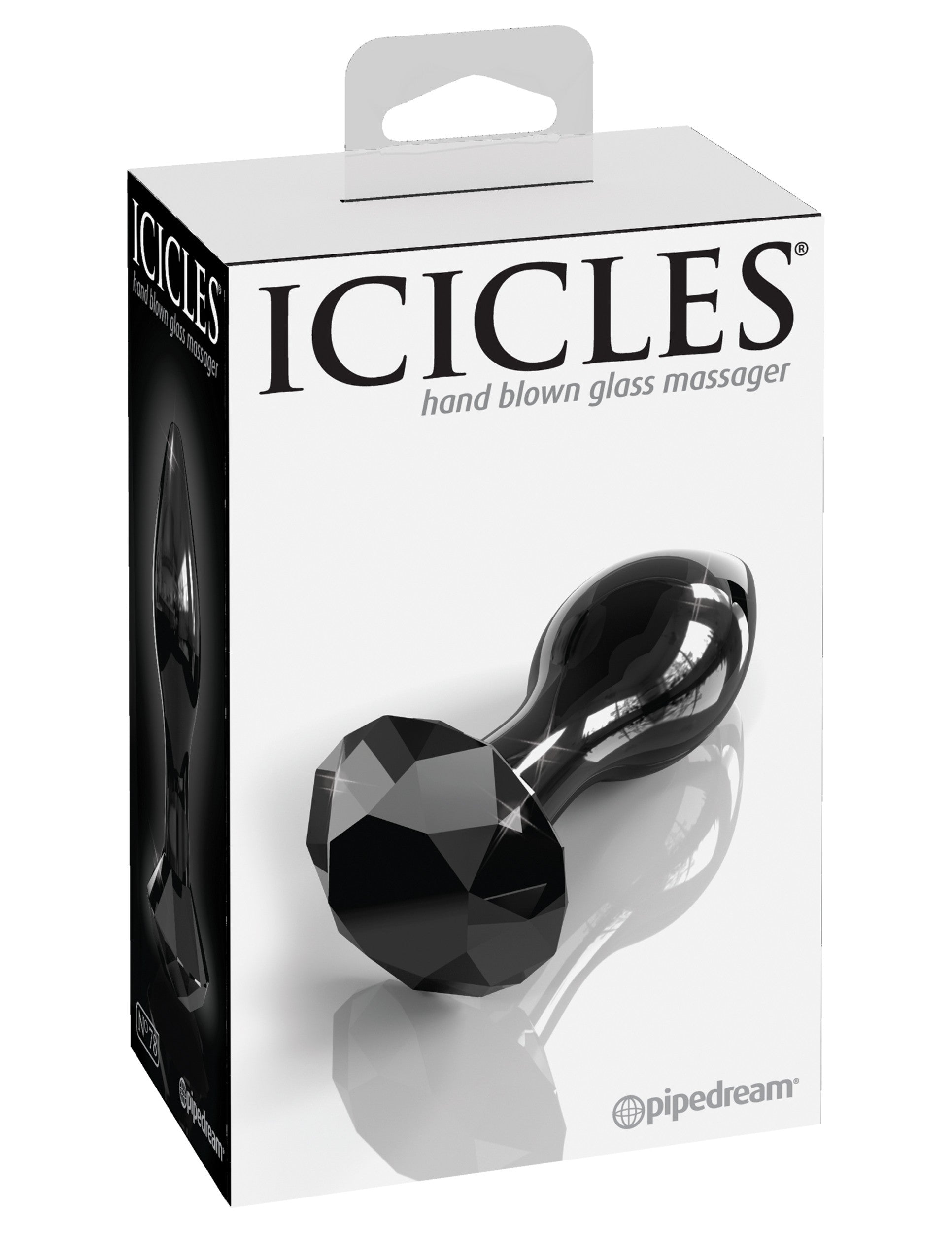 Black glass anal plug dildo icicles 78