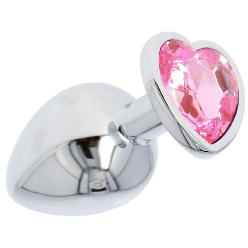 Fallo  anale in metallo acciaio dildo grande con pietra gioiello cuore rosa pink plug maxi anal butt