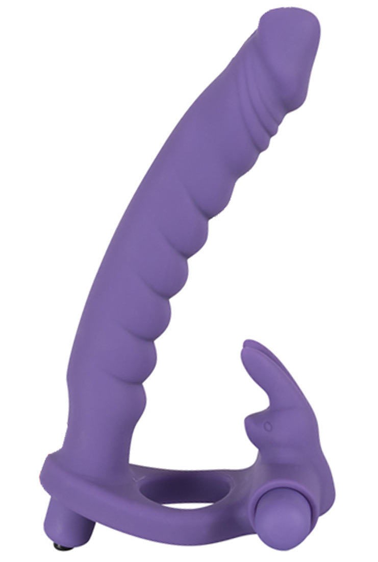 DOUBLE DELIGHT Wearable Strap-On Vibrating Anal Dildo with Vibrating Cock Ring