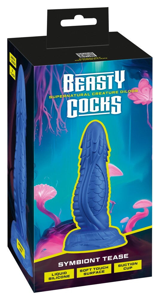 Symbiont Tease Blue Silicone Monster Dildo with Suction Cup