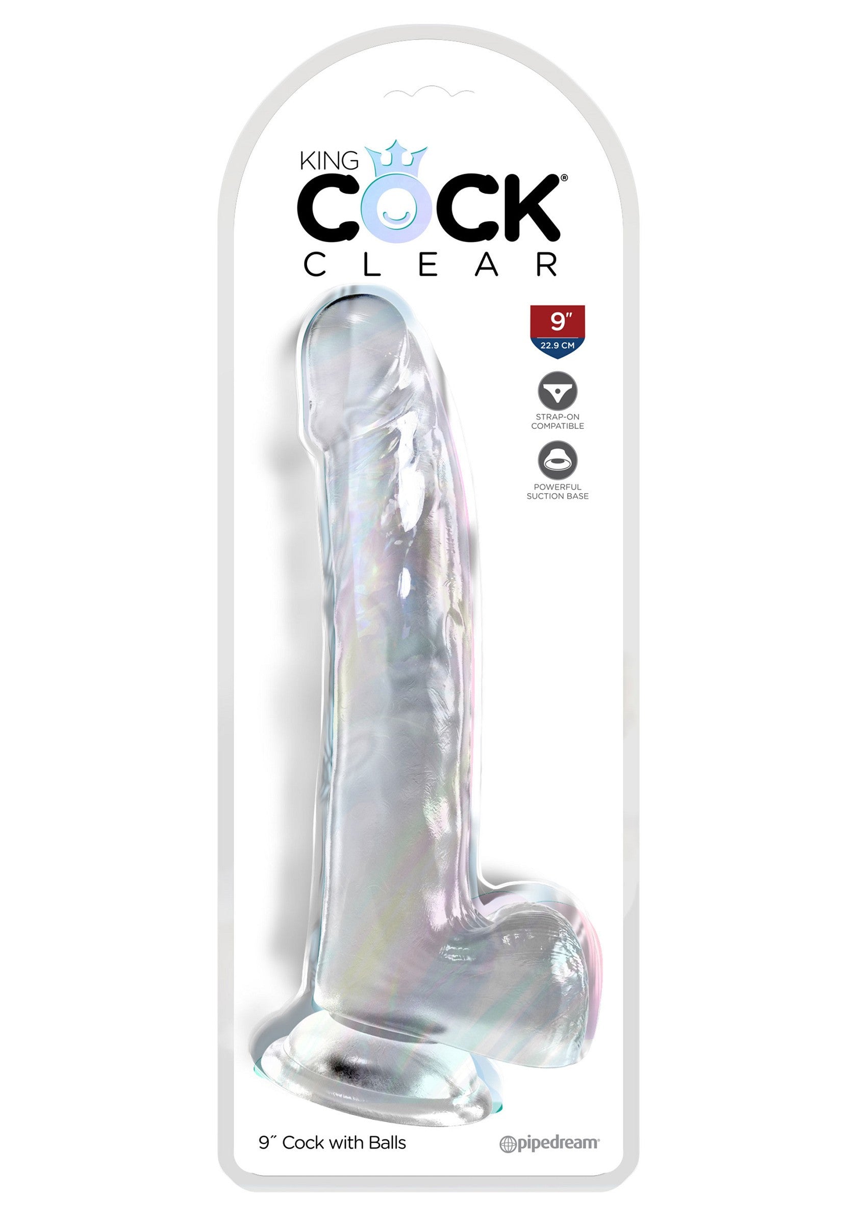 King Cock Clear 9 Inch Balls Realistic Dildo with Suction Cup