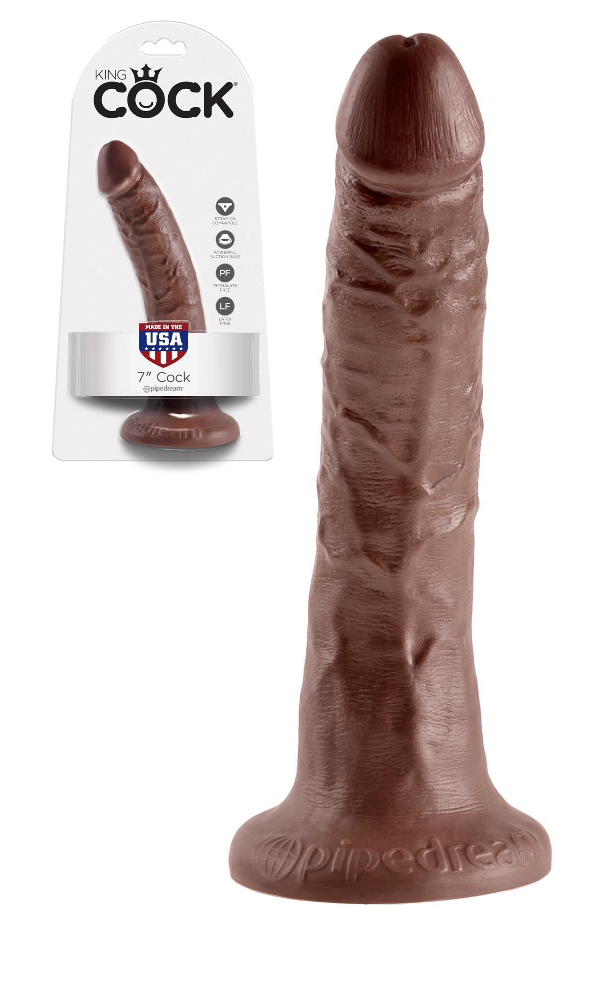 Realistic Dildo King Cock Vaginal Anal with Suction Cup 7 brown