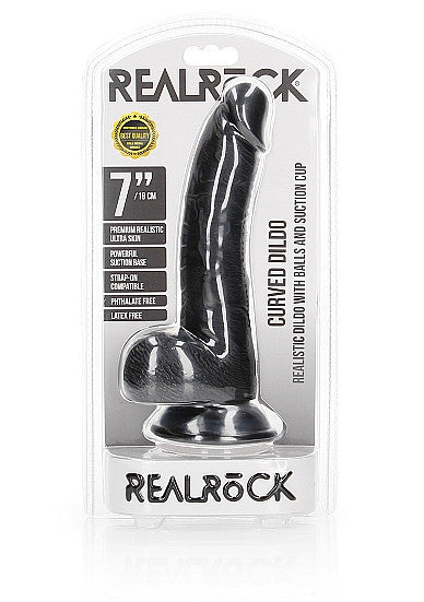 Realistic Black Dildo with Balls and Suction Cup - 7''/ 18 cm