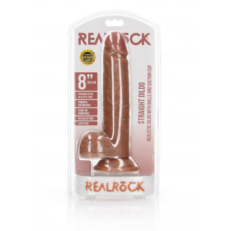 Fallo con ventosa realistico Dildo with Balls and Suction Cup - 8''/ 20,5 cm tan