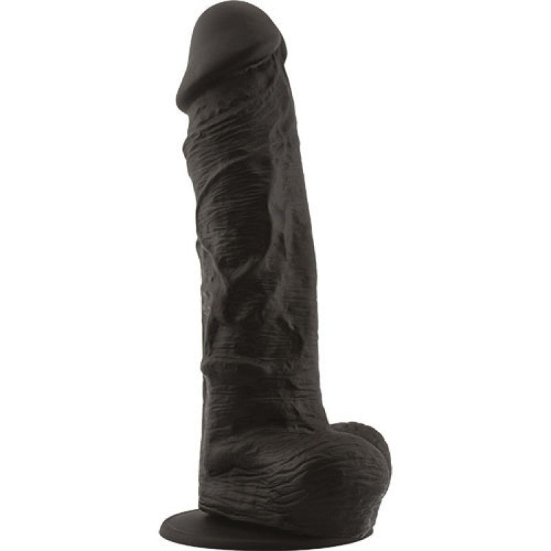 REALISTIC Phallus Real Safe Big Arm Black Dildo with Suction Cup in Black Silicone