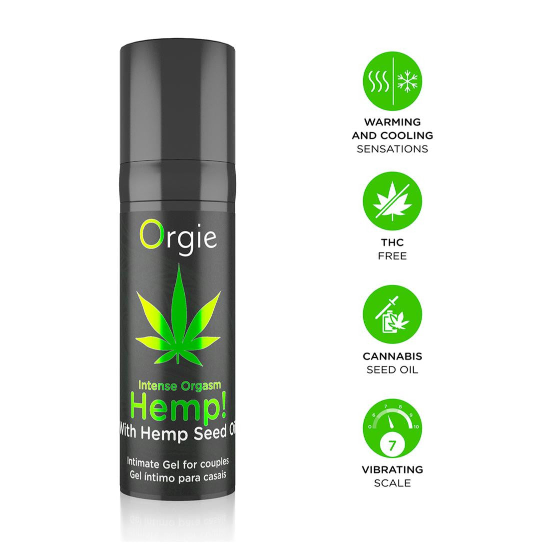 Intimate gel, sexual lubricant, hemp-based, vaginal massage stimulator