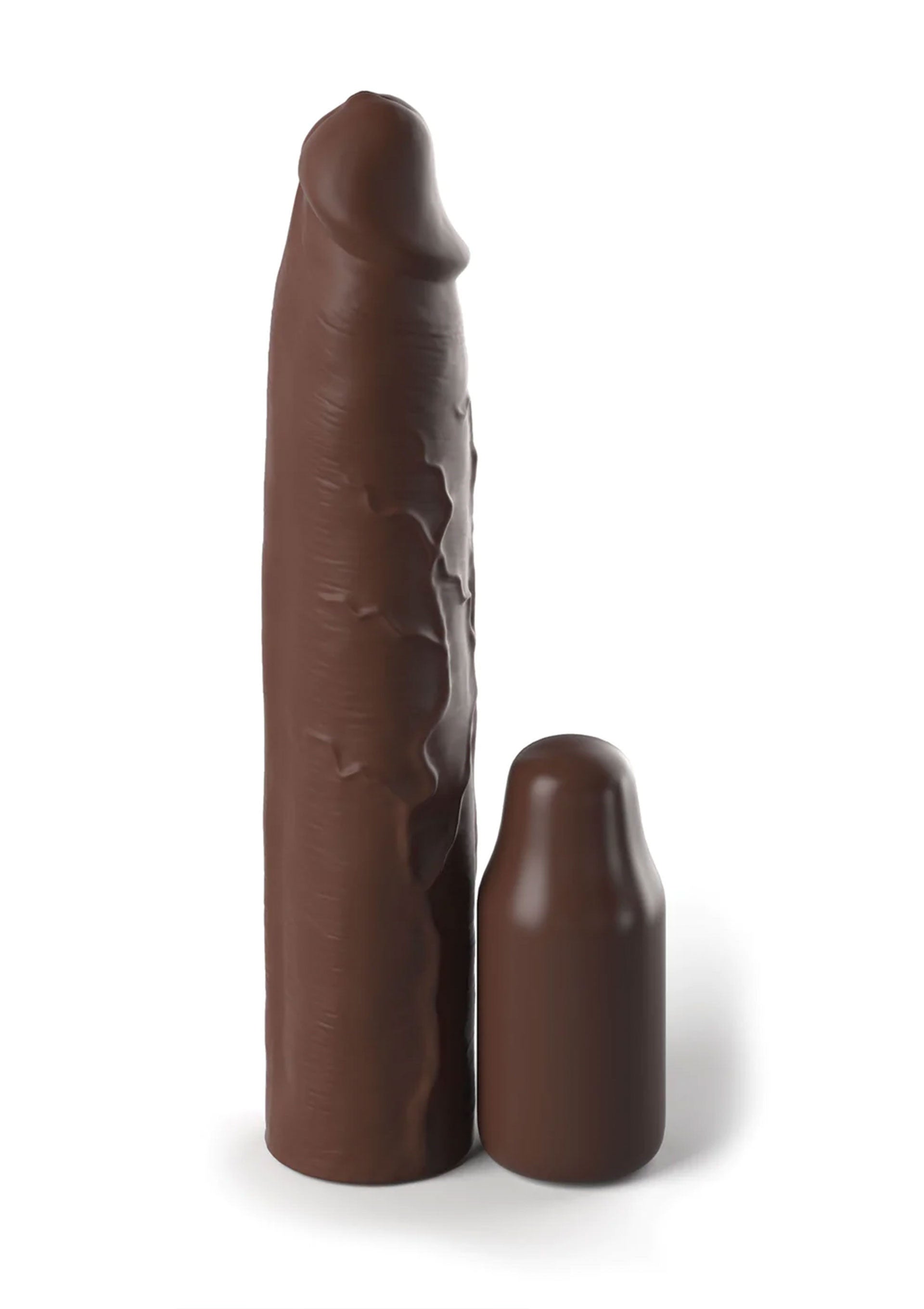 Phallic Sleeve 9 Inch + 3 Inch Plug brown