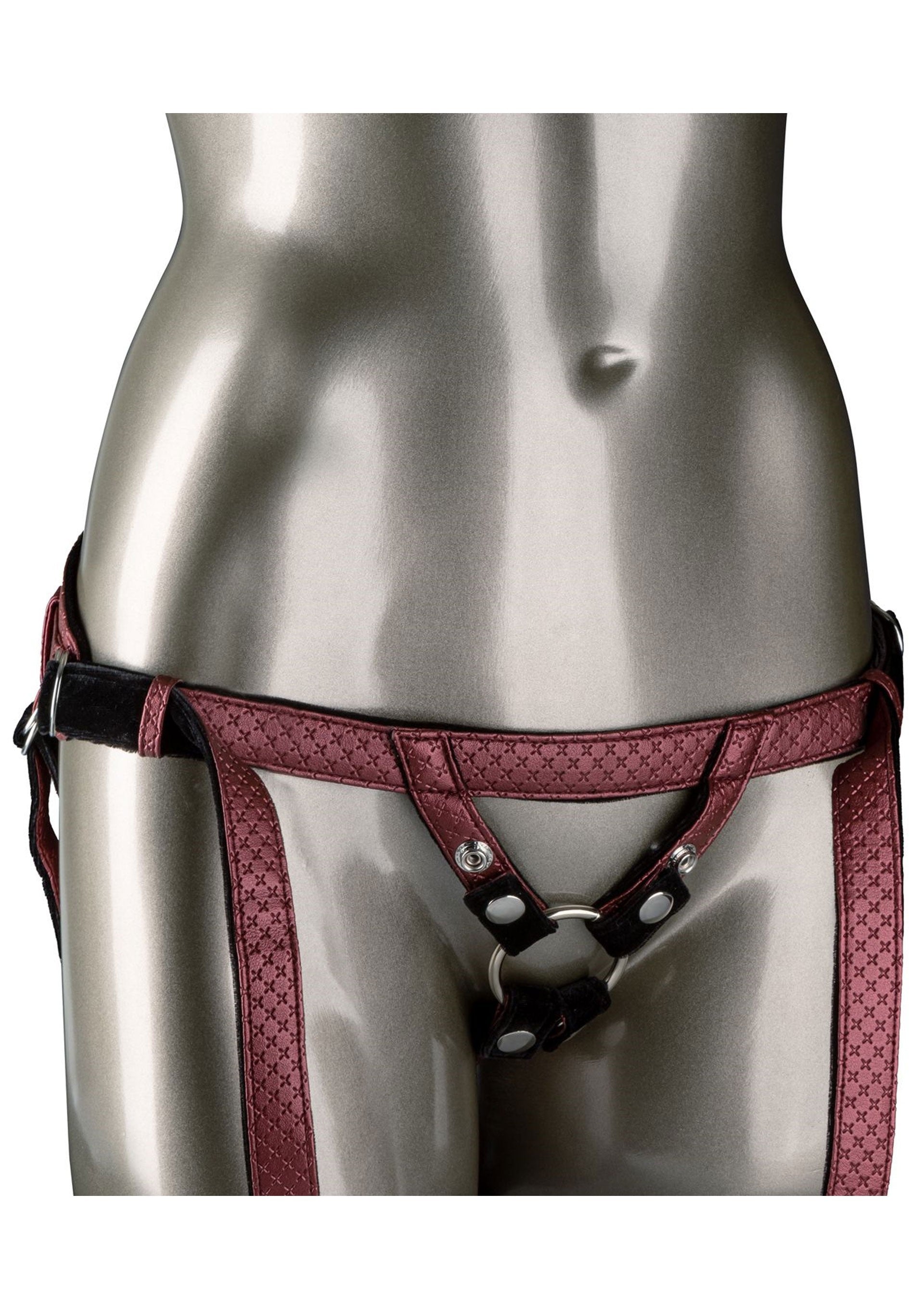 Strap-on harness wearable for dildo vibrator woman red harness