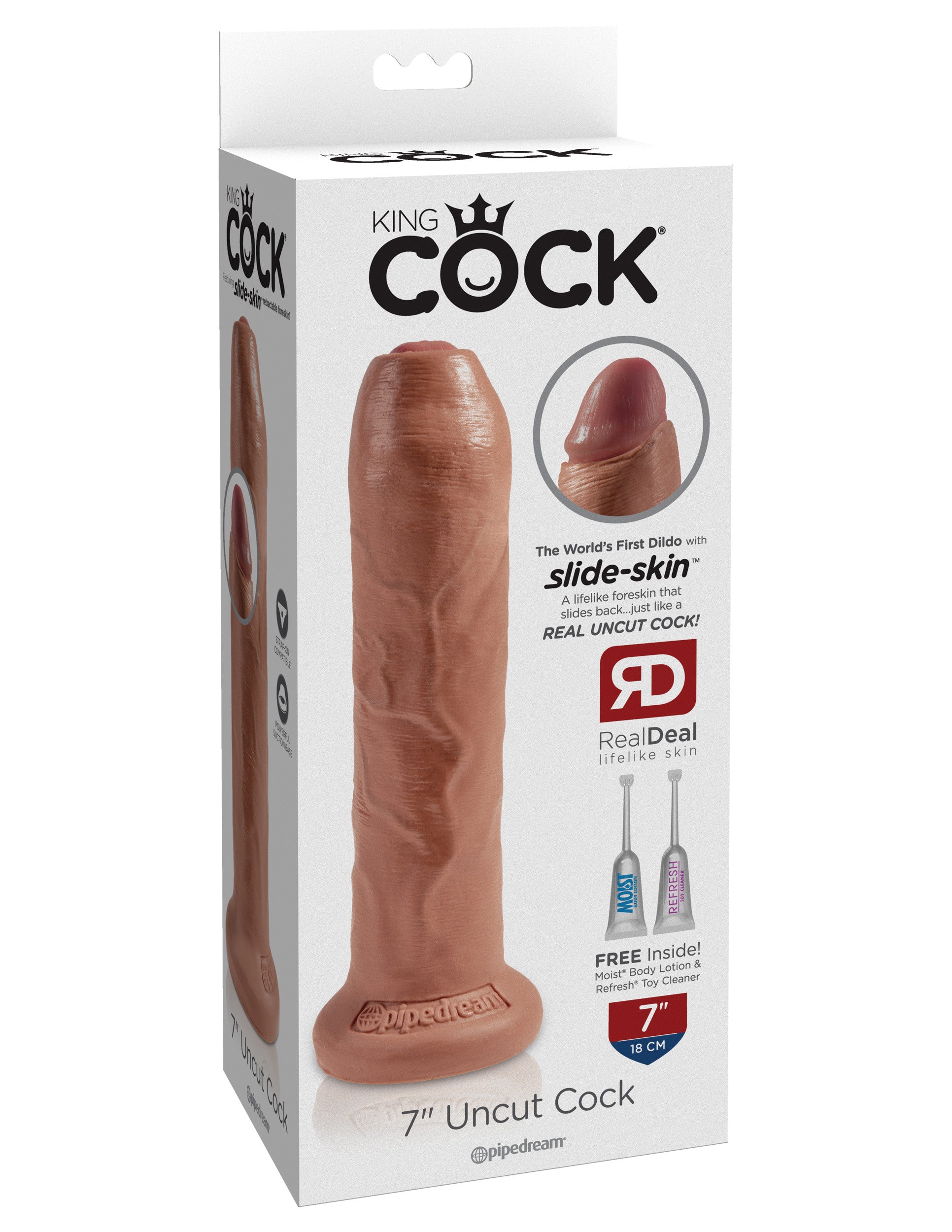 King Cock 7 "Uncut - Tan fallo realistico con ventosa