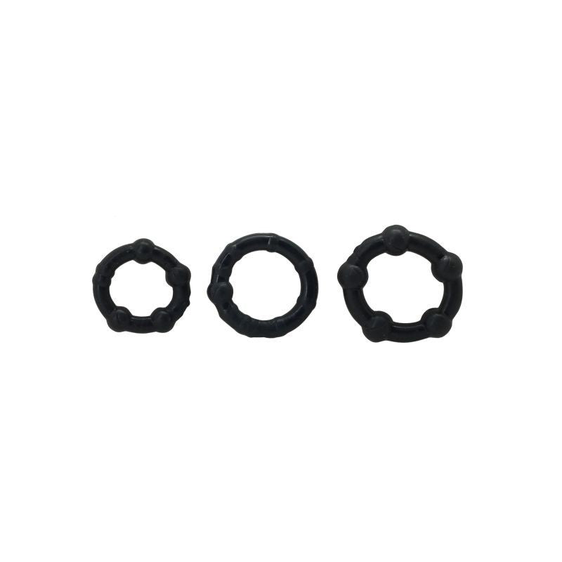 3-piece cock ring kit against premature ejaculation sex toys black cockring