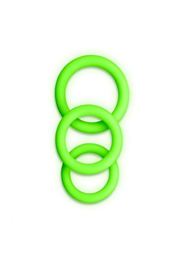 Penis ring kit 3 pcs Cock Ring Set - Glow in the Dark - Neon Green