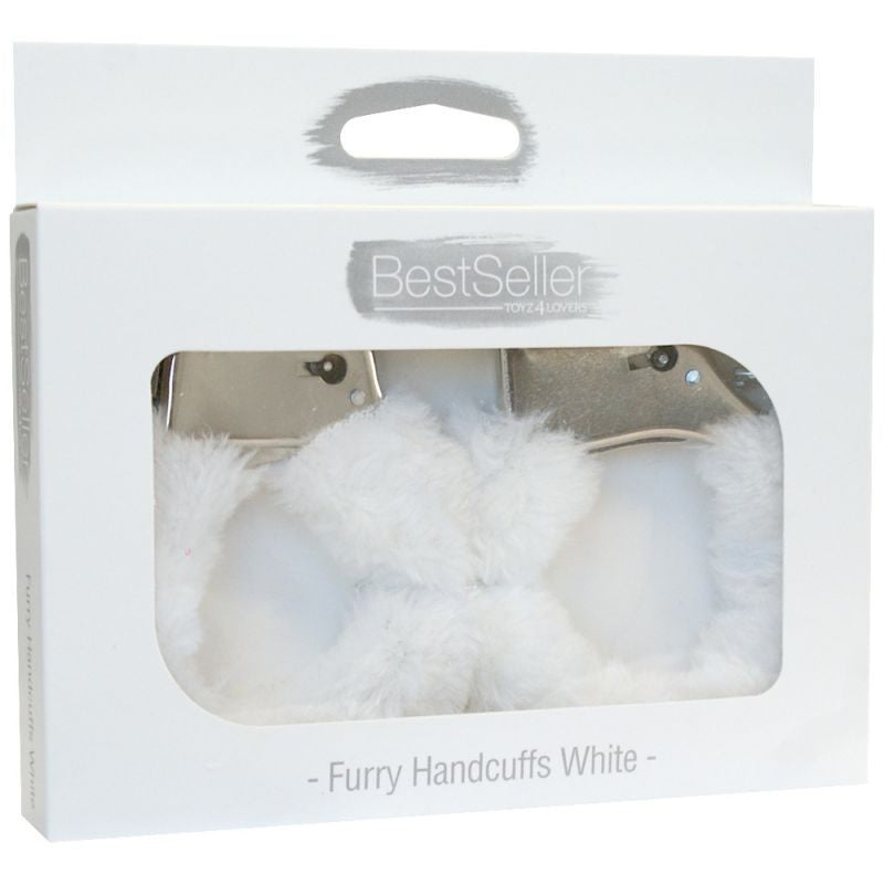 Faux fur handcuffs bondage cuffs fetish restraint white