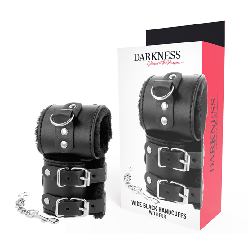 Professional bdsm handcuffs DARKNESS WRIST RESTRAINTS BLACK WITH FUR