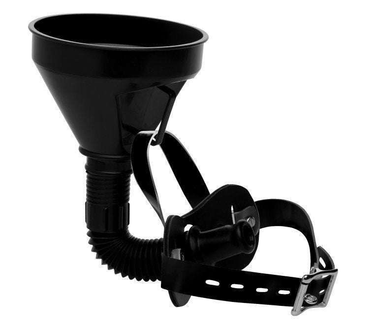 Bondage mask with funnel latrine fetish gag bite