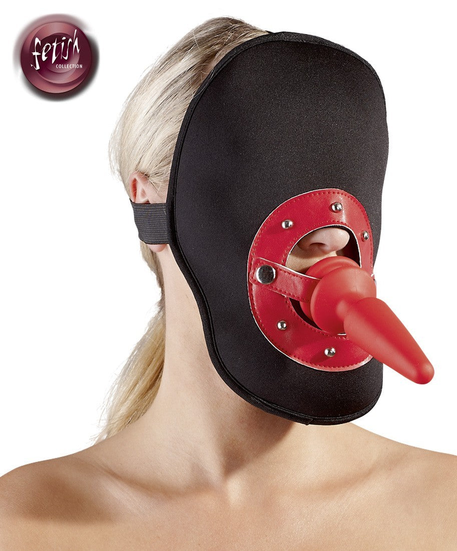 Sadomaso mask with built-in anal dildo