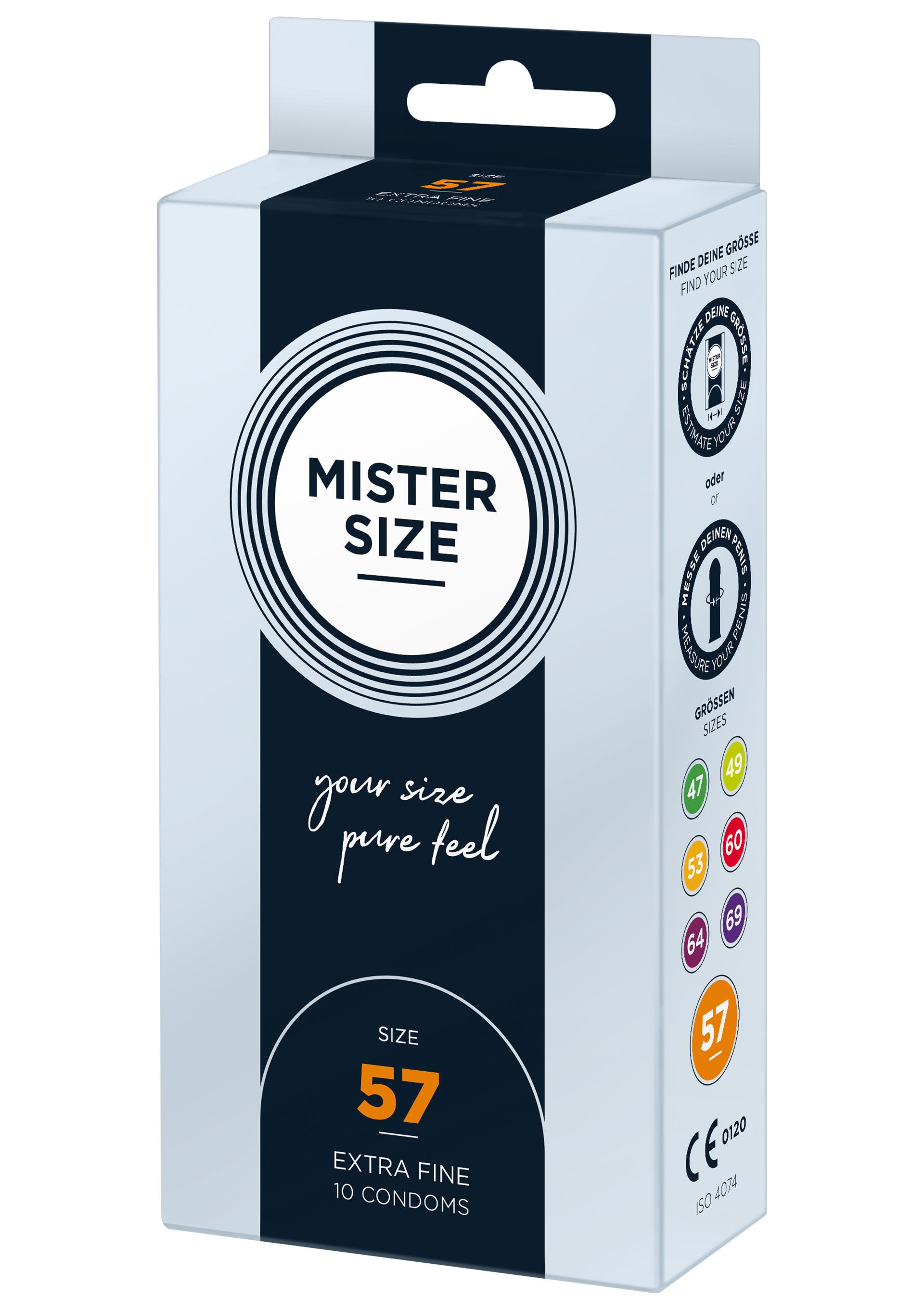 Natural latex condoms MISTER SIZE 57mm Condoms 10pcs