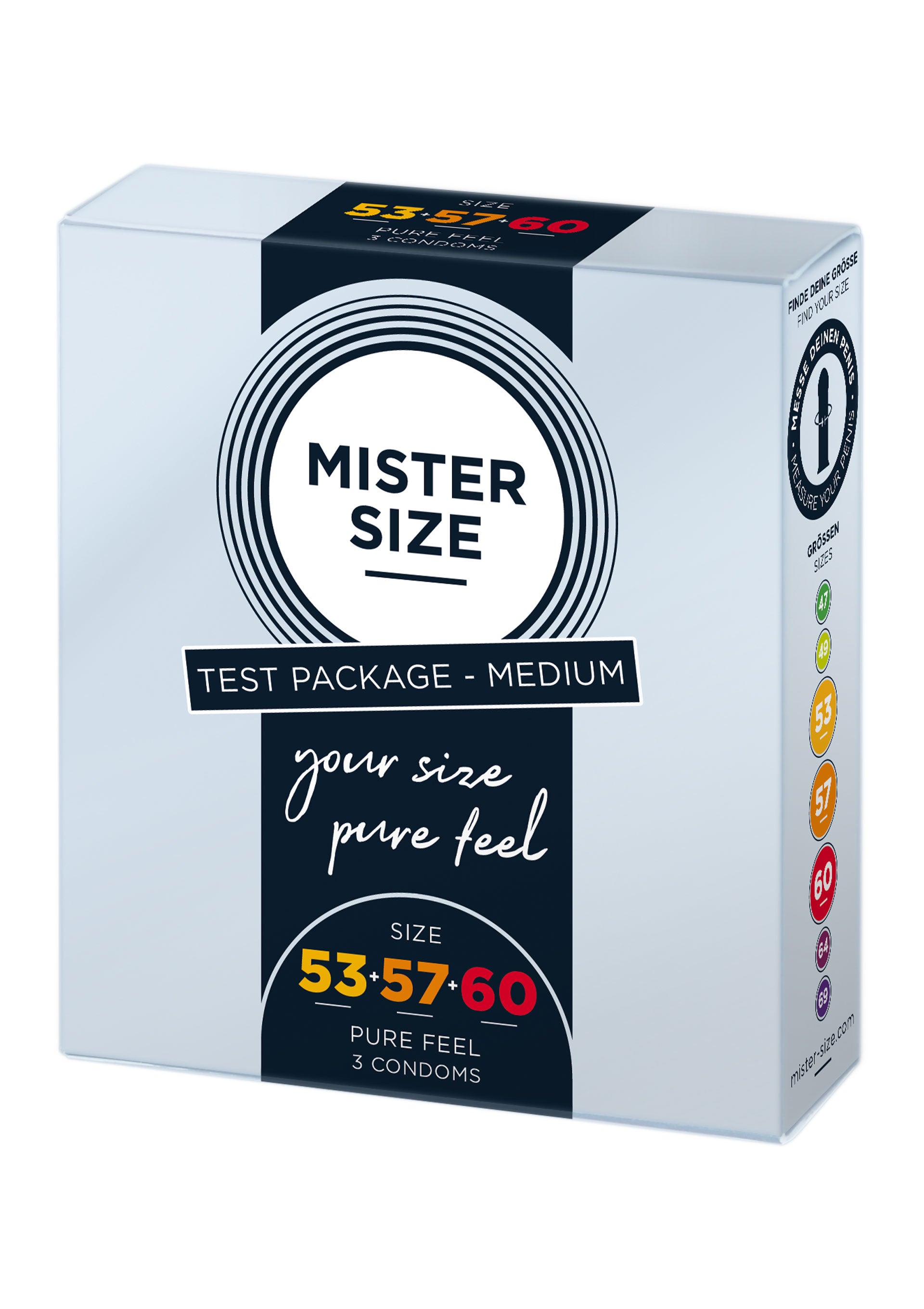 Thin latex condoms MISTER SIZE TESTPACK 53-57-60
