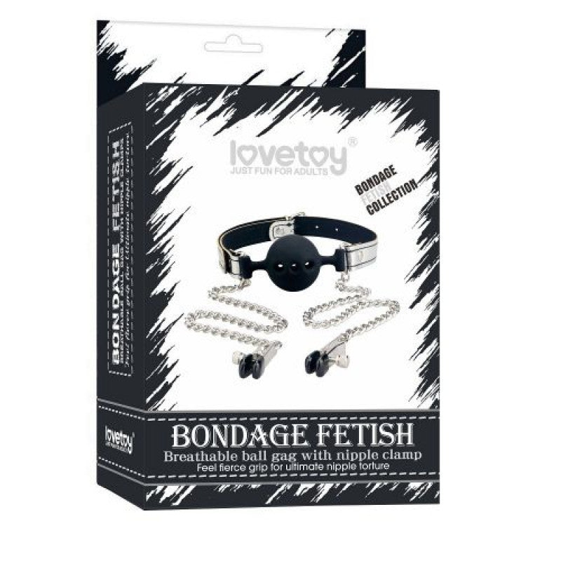 Breathable Ball Gag with Nipple Clamp Bondage Bite