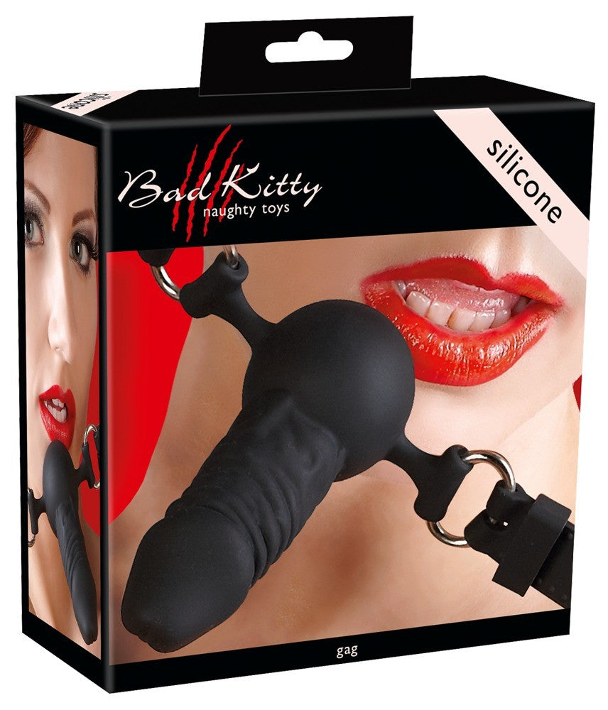 Fatish constrictive gag ball with mini dildo vaginal anal wearable sex toy
