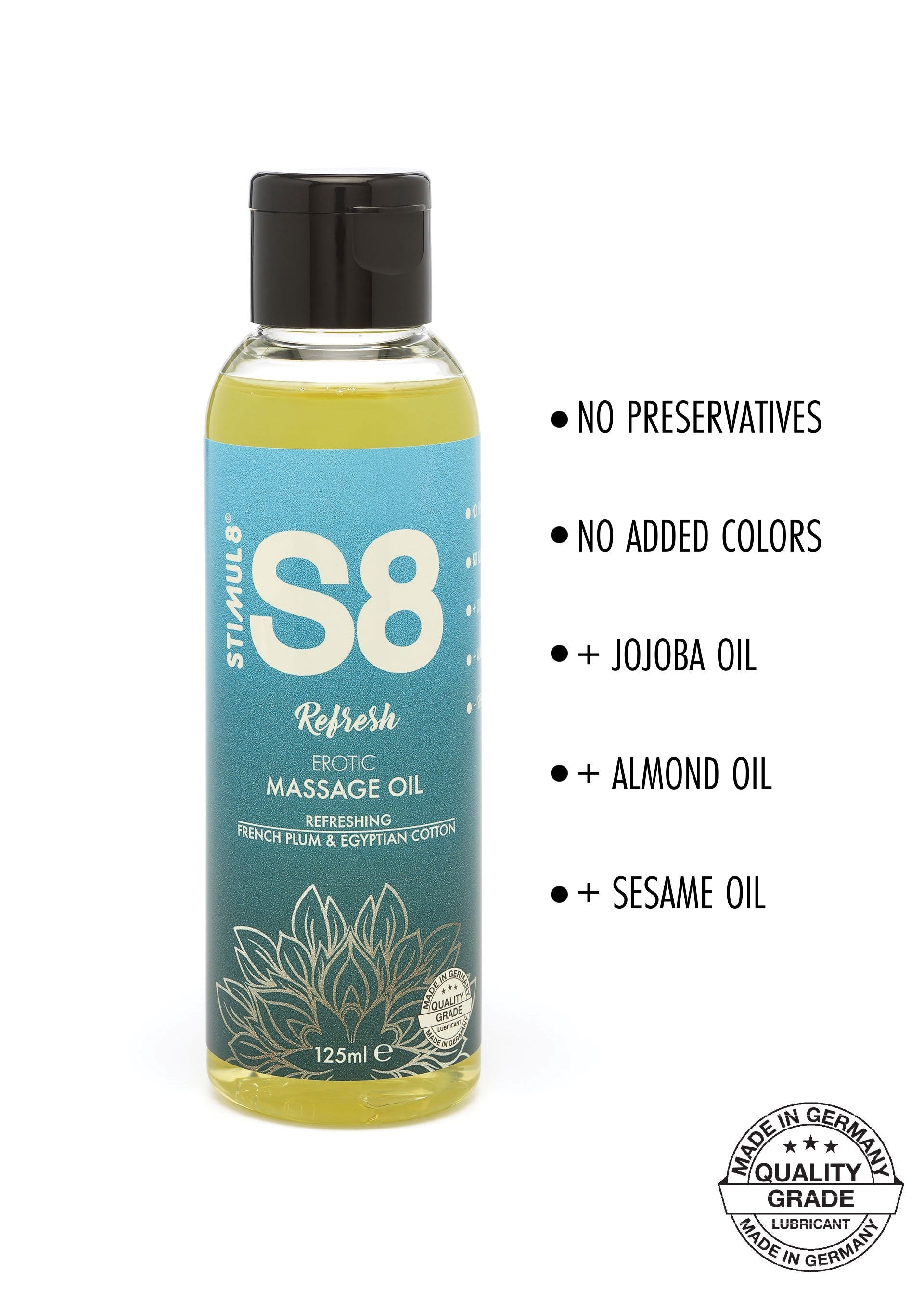 S8 Erotic Sensual Massage Oil 125ml Refresh