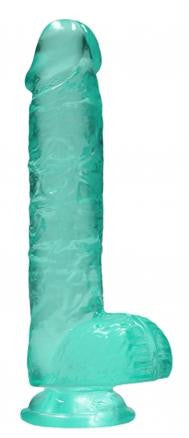 Turquoise Fake Penis with Suction Cup Realistic Dildo with Balls 15 cm