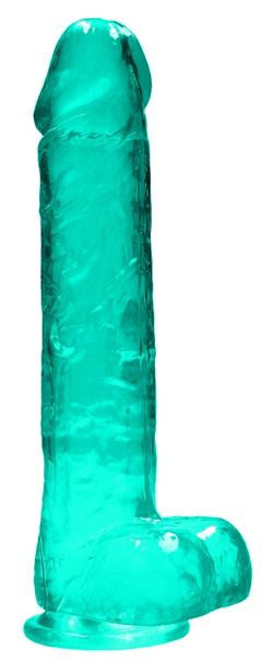 Turquoise Fake Penis with Suction Cup Realistic Dildo with Balls 22 cm
