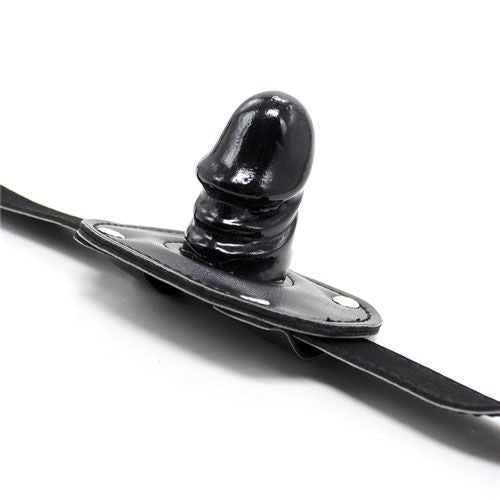 Penis gag ball black morsp bondage fetish with realistic dildo phallus