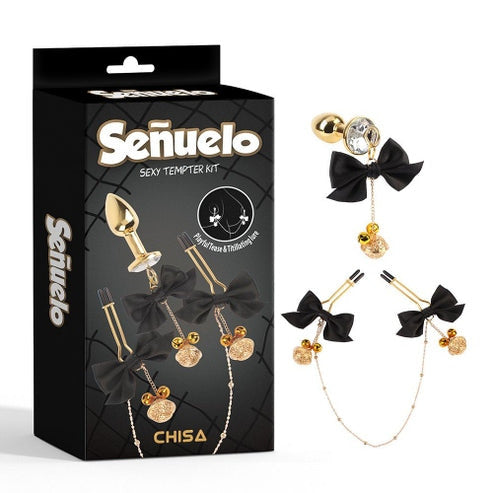 Chisa Novelties 3-Piece Nipple Clamps and Anal Plug Bondage Kit