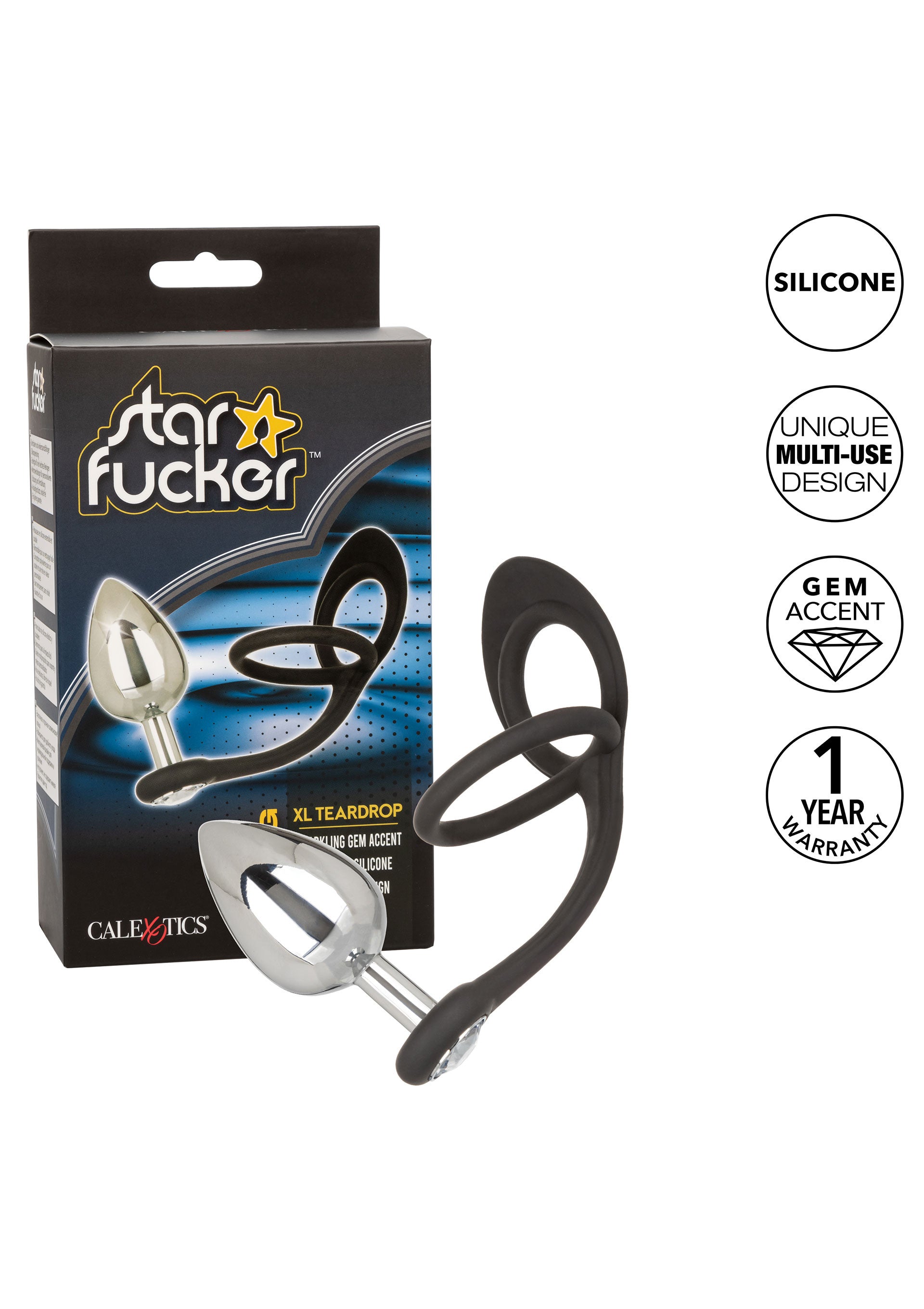 Star Fucker XL Teardrop Plug Double Cock Ring Anal Plug