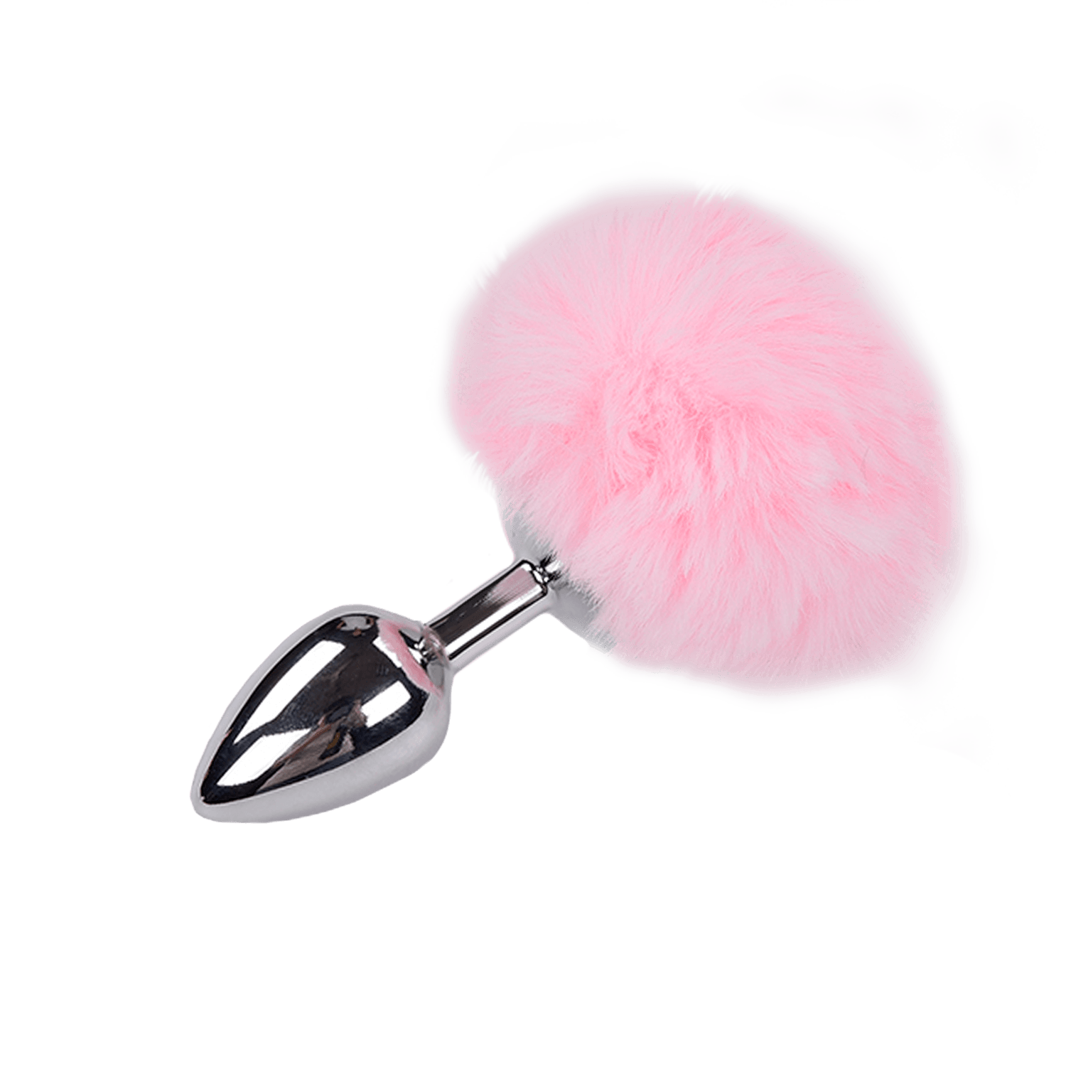 Anal plug with tail Metal Anal Fluffy Plug M pink
