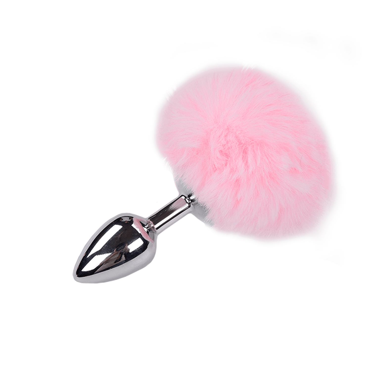 Anal plug with tail Metal Anal Fluffy Plug S pink