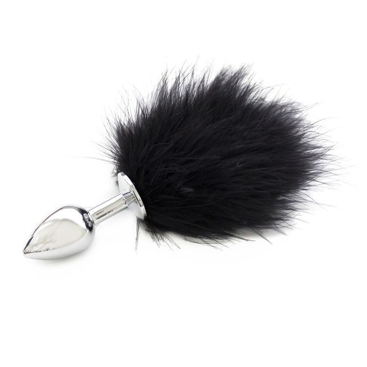 Anal plug with tail black dildo steel metal phallus sex toys realistic butt pon tail blsck