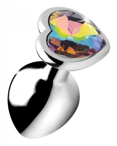 Anal plug with metal heart Rainbow Heart Butt Plug - Mittel