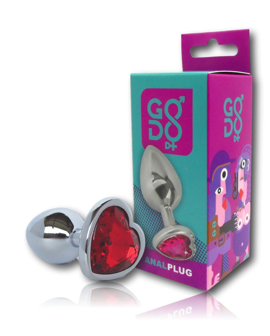 Godo di+ small metal anal plug in red heart
