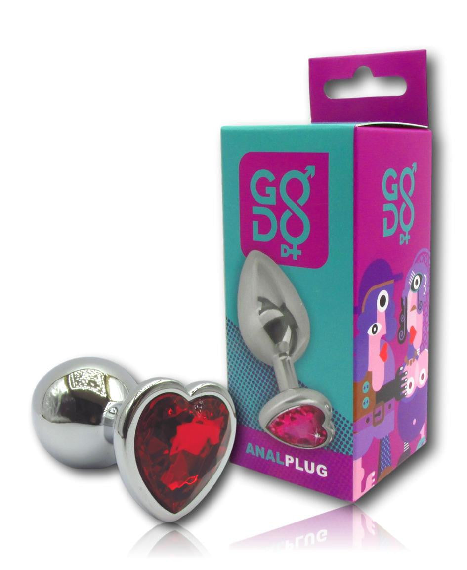 Godo di+ Medium Metal Red Heart Anal Plug