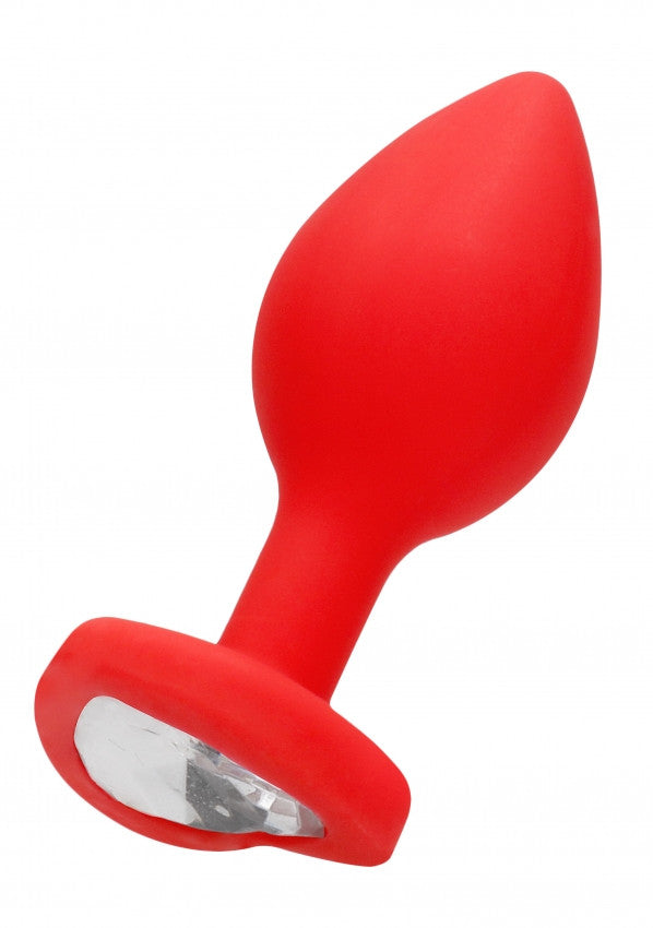 Diamond Heart Butt Plug with jewel - Regular - Red