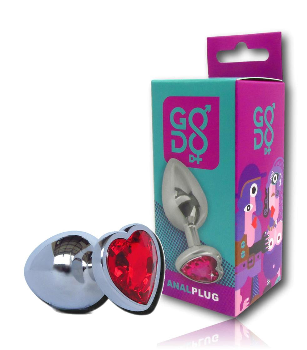 Godo di + large metal anal plug in red heart
