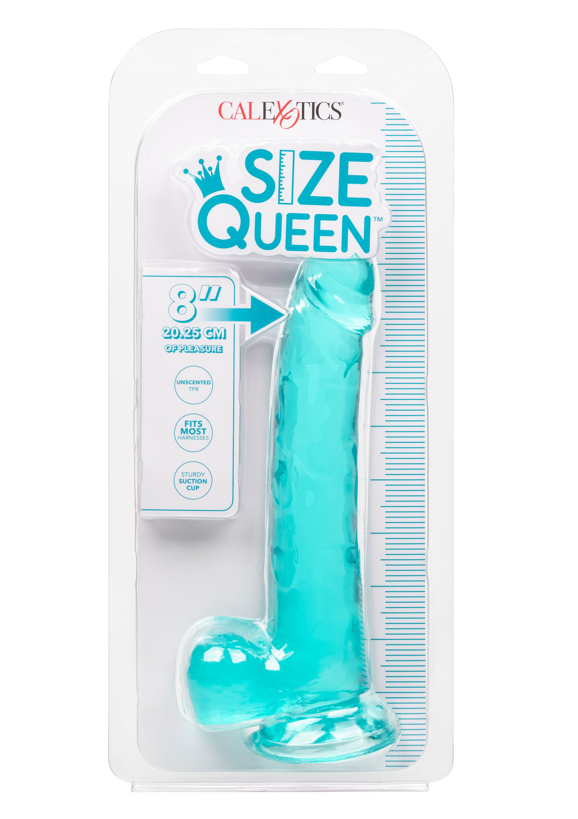 Queen Size Dong 8 Inch Vaginal Anal Suction Cup and Testicles