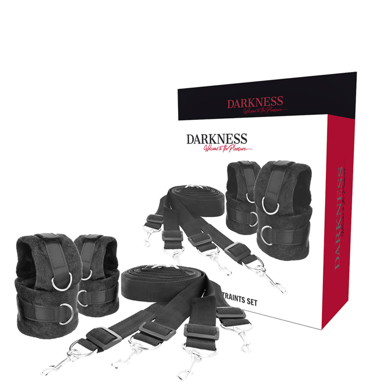 Bed restraint set DARKNESS INTERLACE OVER AND UNDER BED RESTRAINT SET