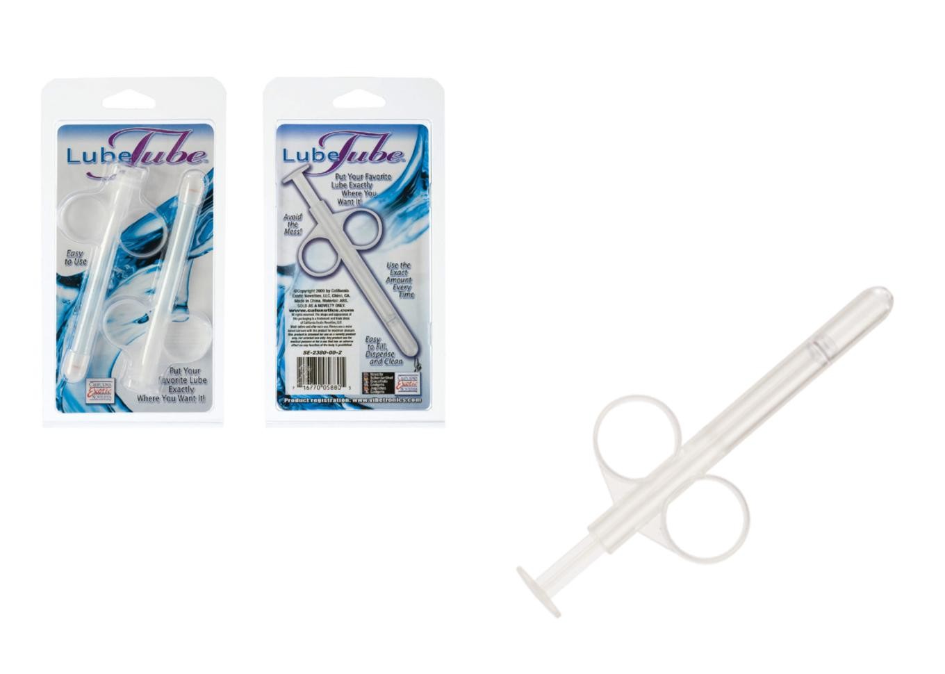 Syringe for injecting vaginal lubricant into the anal douche.