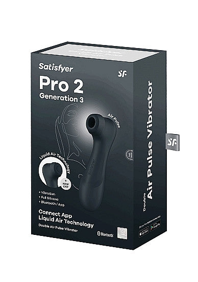 Vibrating Clit Sucker Pro 2 Generation 3 + Liquid Air Vibration &amp; App Black